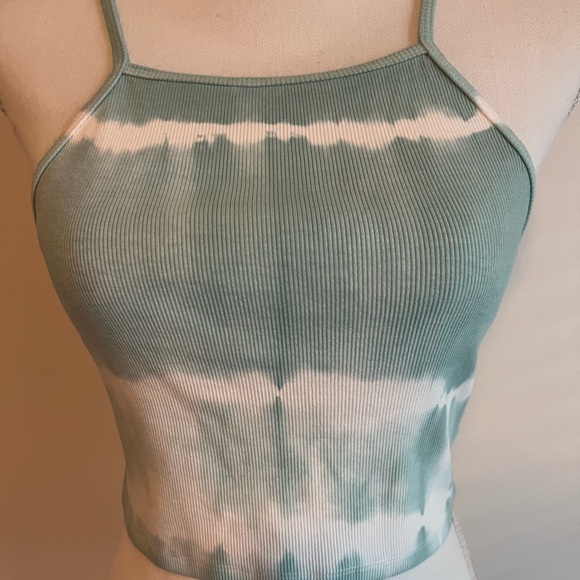 Zara Tie-Dye Tank Crop Top- Blue-Green and White Sz L - Picture 5 of 6